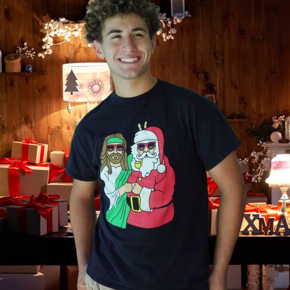 Jesus and Santa  Humerous Mens T SHirt - Picture 3 of 4
